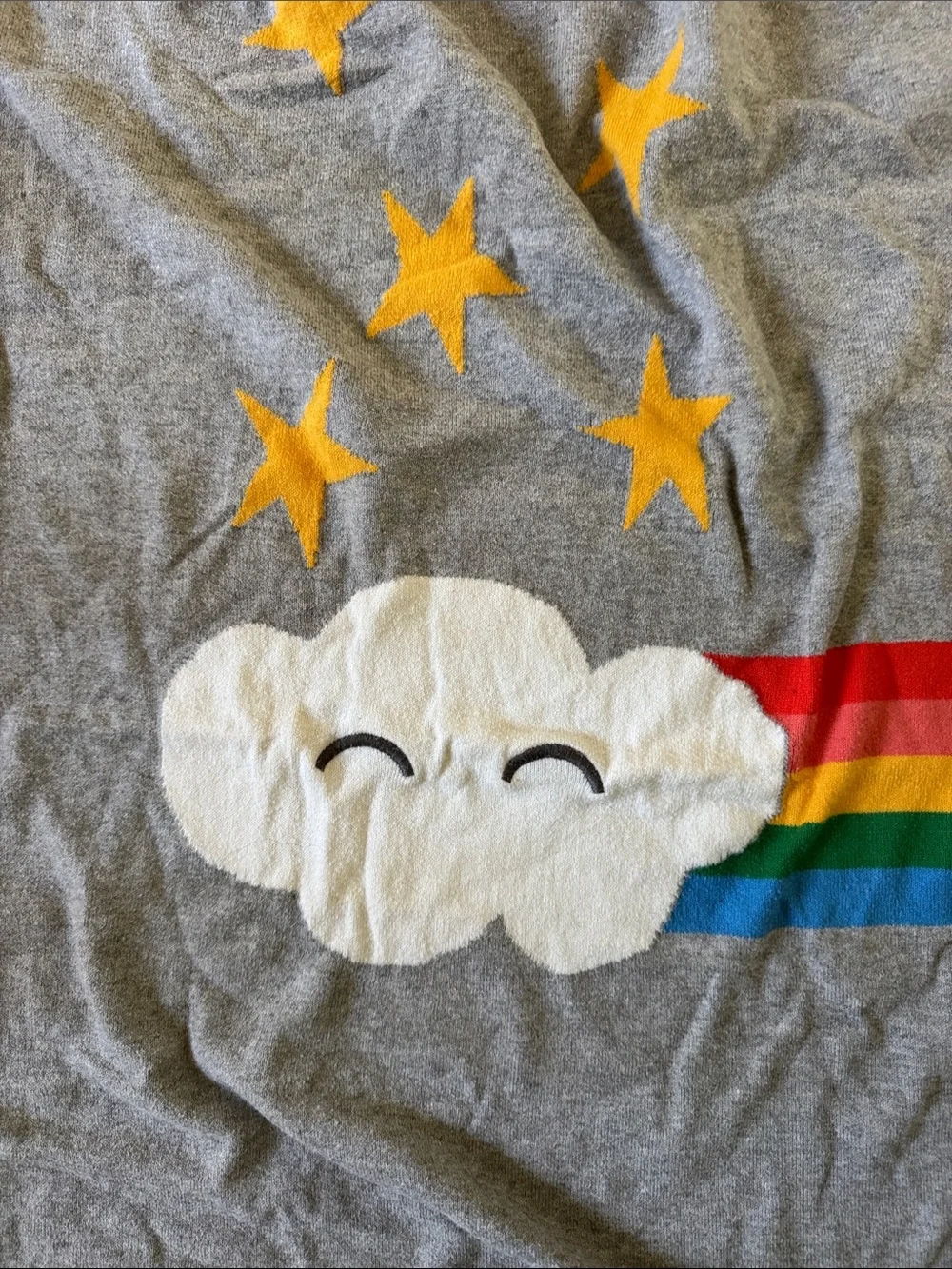 The Bonnie mob Kids Grey Rainbow Cloud Sweater cashmere cotton blanket unisex